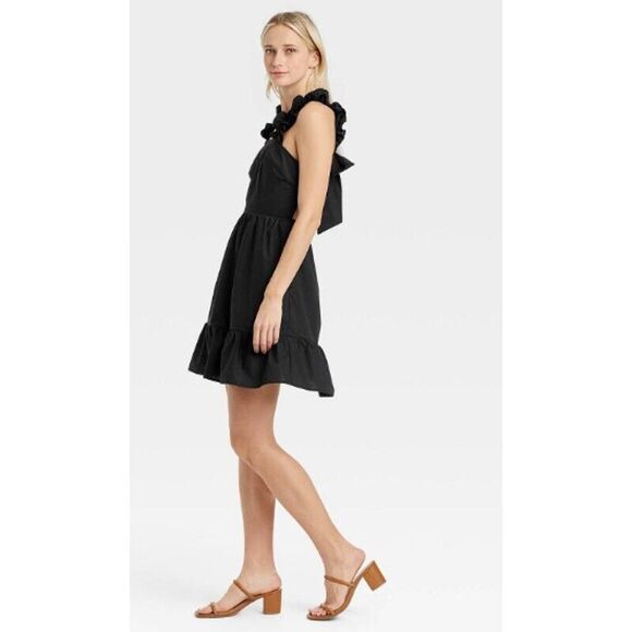 Who‎ What Wear Backless Ruffle Strap Dress Back Bow Mini Cutout Sundress Size 2X - Picture 3 of 3